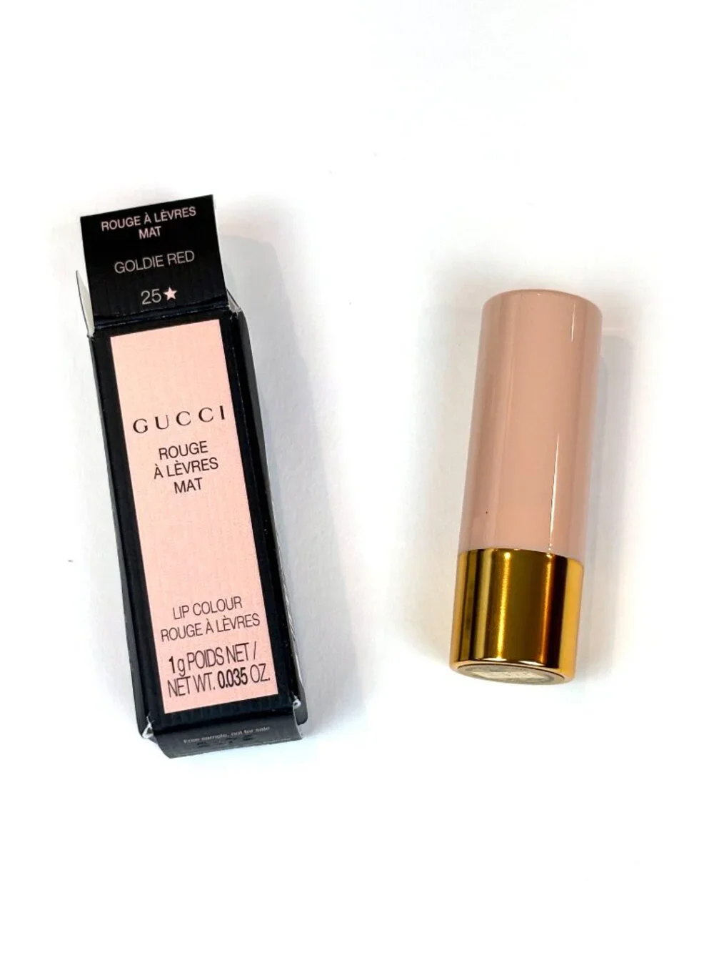 Gucci Velvet Matte Lipstick #25 Goldie Red (The Gucci Red Matte) Travel size New
